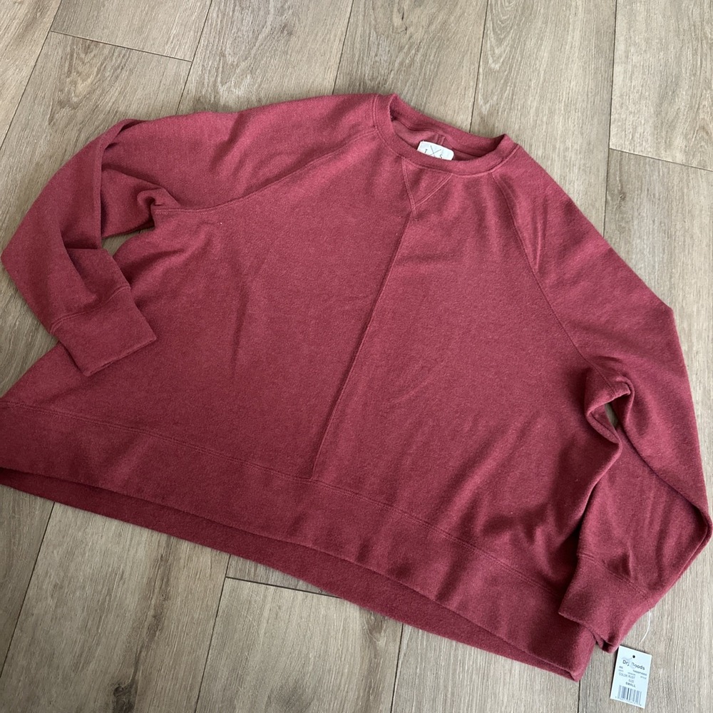 Dry Goods Thread & Supply Oversized Women's LS Crop Sweatshirt Soft Rust Size Sm